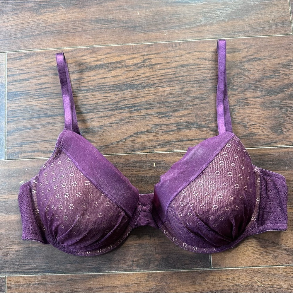 Samantha Chang Purple Mesh Underwire Bra